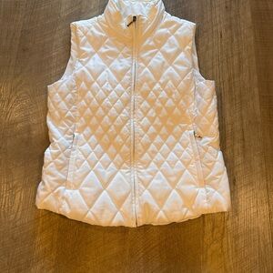 Coldwater Creek Women’s White Quilted Sleeveless Full Zip Puffer Best Size Small